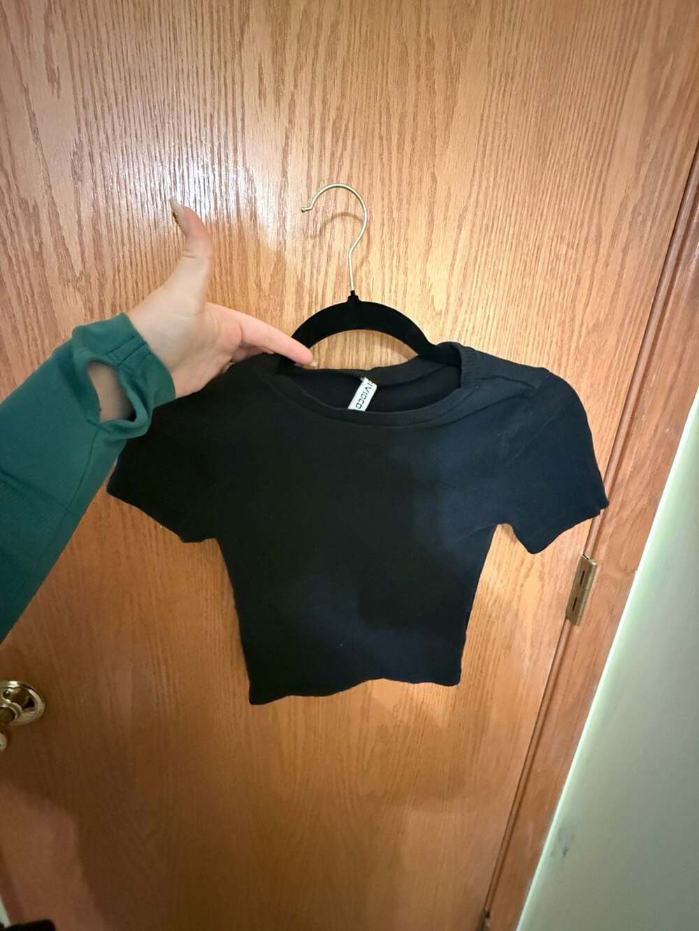 Divided by H&M Short Sleeve Ribbed Crop Top Size S Black